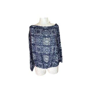 Tommy Hilfiger St.tropez Casual Blue & White Geometric NWT Long‎ Sleeve Plus 1X